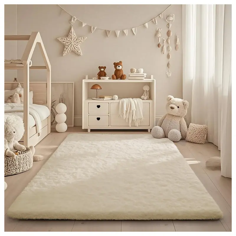 4'X6' Non-Slip Ivory Fluffy Soft Shag Carpet 1