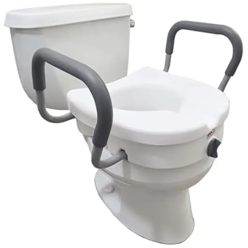 5" Carex E-Z Lock Raised Toilet Seat With Handles With Arms 1
