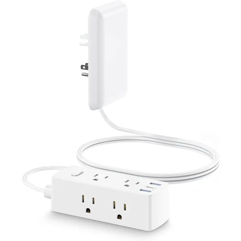5-Ft Flat Extension Cord With 6 Outlets And 3 Usb Ports 1
