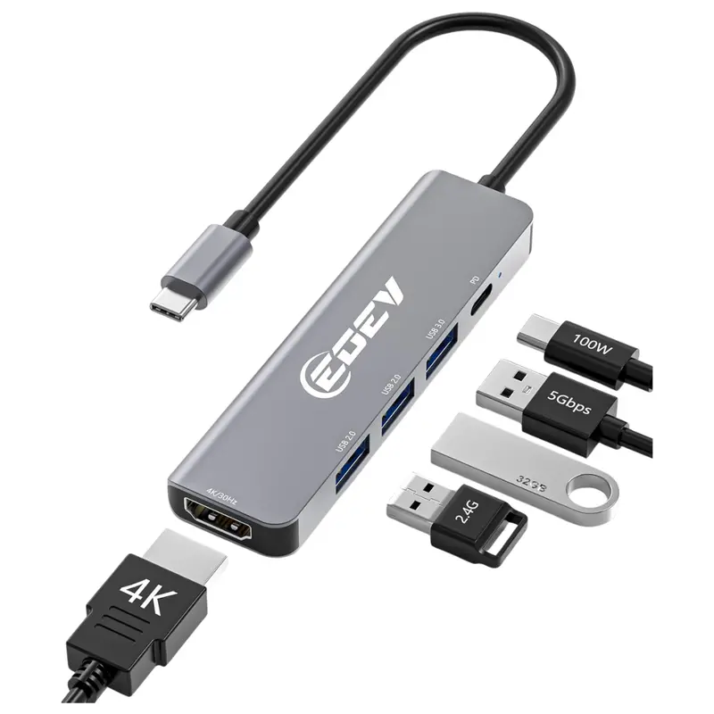 5-In-1 Eoev Usb C Hub With Hdmi 4K And 100W Pd Charging 1