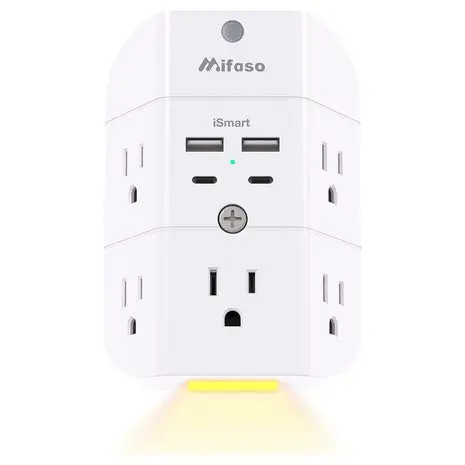 5-Outlet Mifaso Surge Protector Outlet Extender With Night Light 1