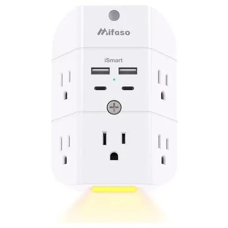 5-Outlet Mifaso Surge Protector Outlet With Night Light  & Usb 1