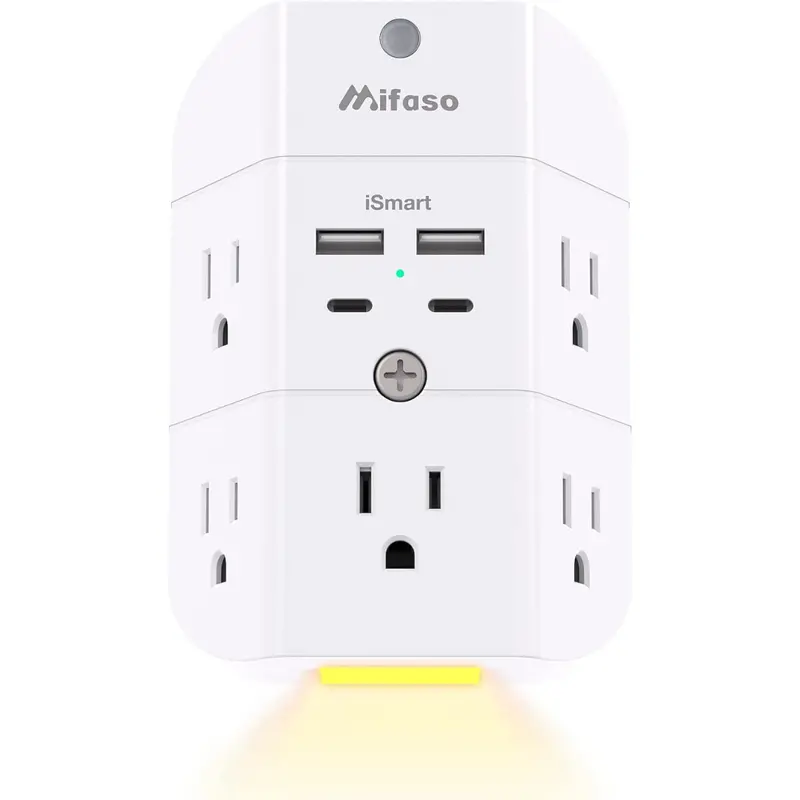 5-Outlet Splitter & 4 Usb Ports Surge Protector Outlet Extender 1