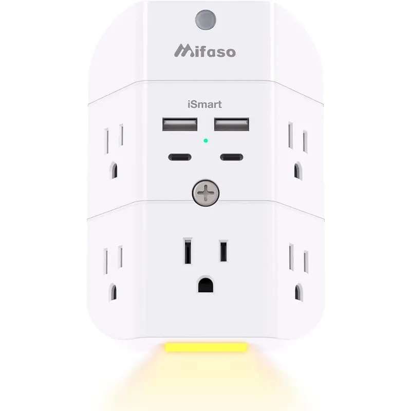 5-Outlet Splitter & 4 Usb Ports Surge Protector Outlet Extender 1