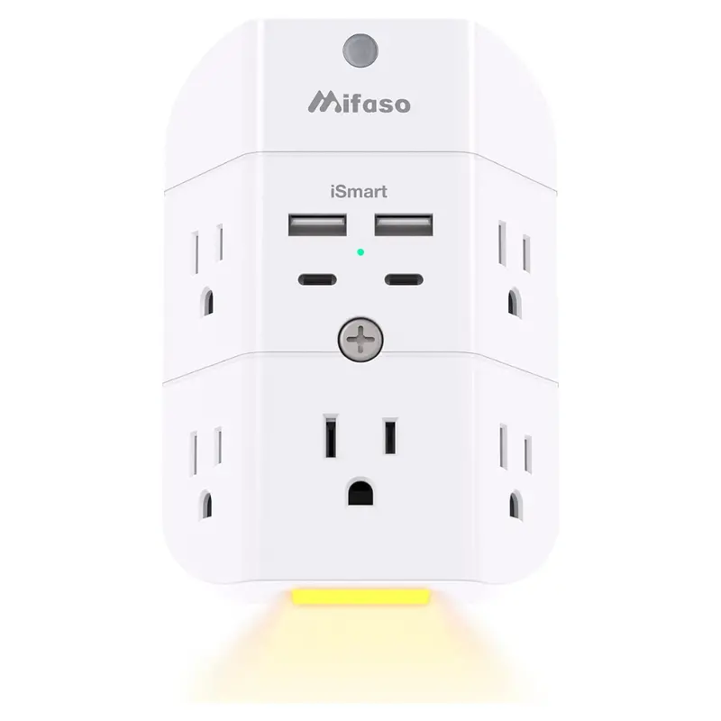5-Outlet Splitter & 4 Usb Ports Surge Protector Outlet Extender 1