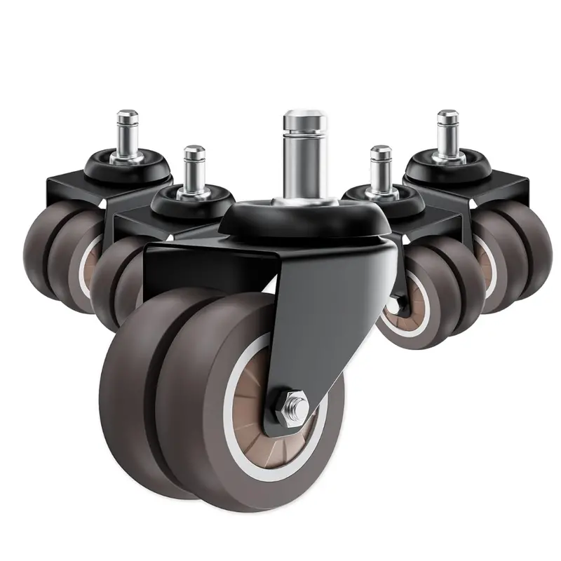 5 Pack 2" Office Chair Wheels Set With Heavy Duty Grey Rubber Casters 1