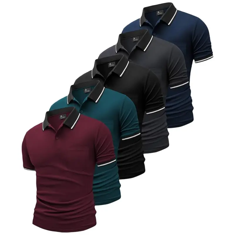 5-Pack Geek Lighting Men's Polo Shirts With Pocket 1