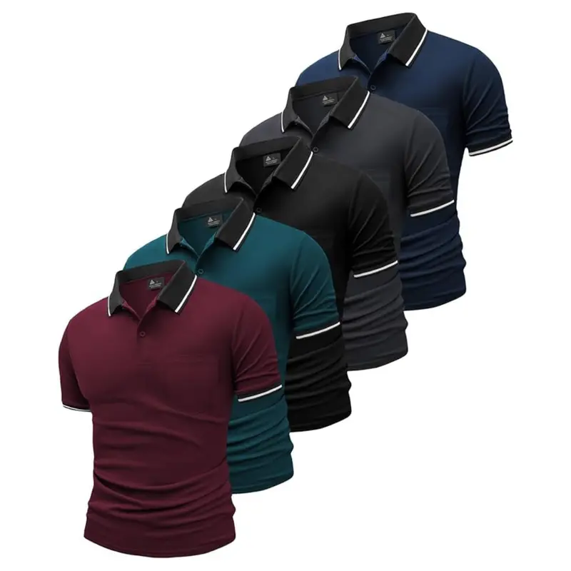 5-Pack Geek Lighting Men's Polo Shirts With Pocket 1