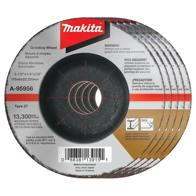 5-Pack Makita A-95956-5 4-1/2" X 1/4" X 7/8" Inox Grinding Wheel 1