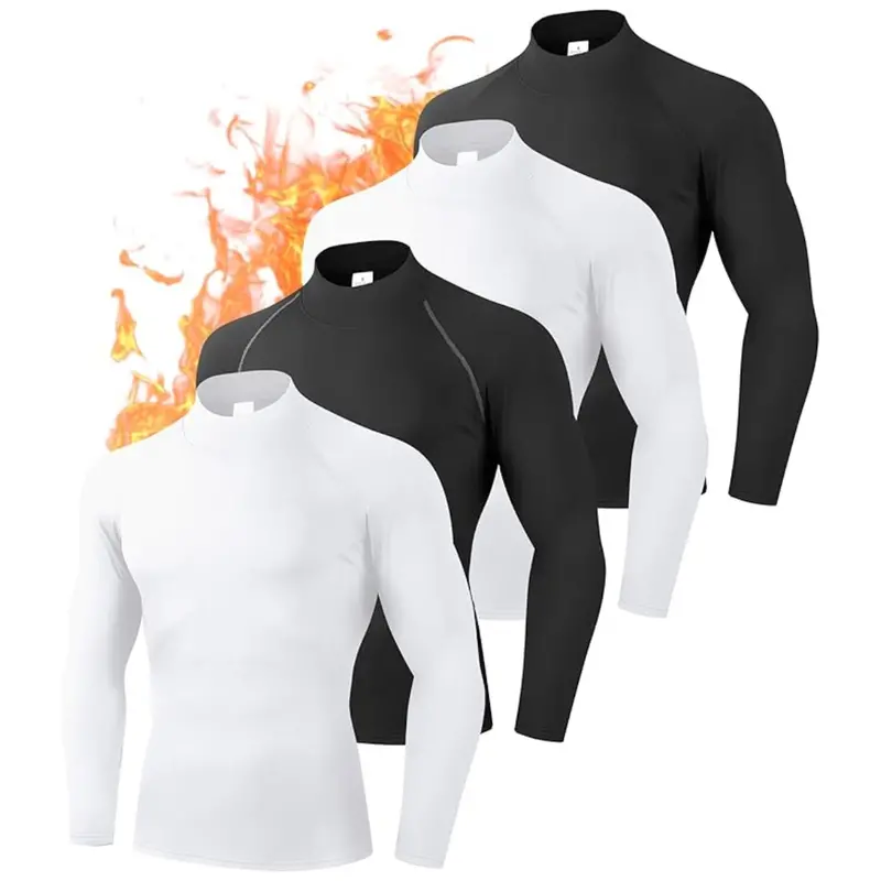 5-Pack Men's Fleece Lined Thermal Compression Shirts 1
