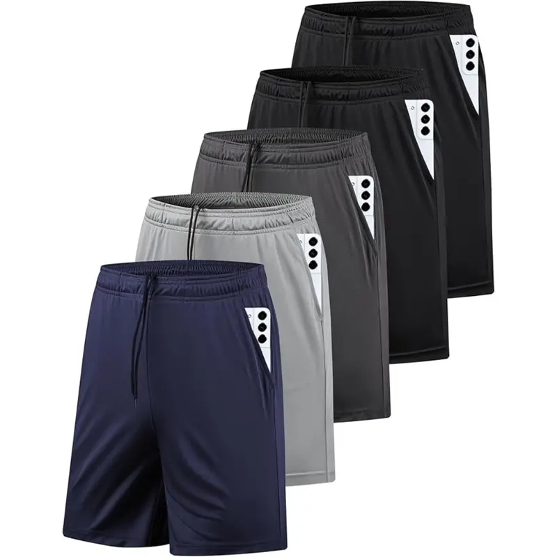 5-Pack Men's Quick Dry Athletic Gym Shorts 1