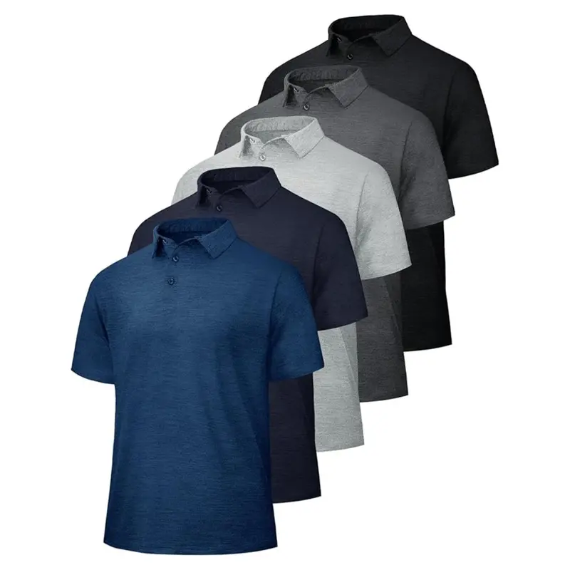 5-Pack Men's Quick Dry Moisture Wicking Golf Polo Shirts 1
