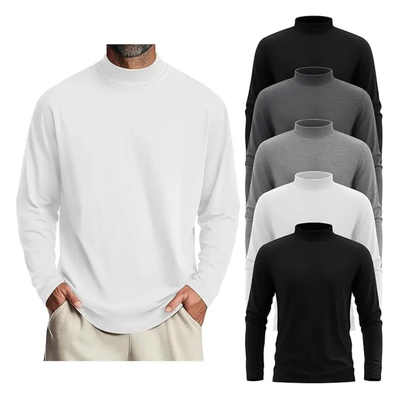 5-Pack Men's Turtleneck Long Sleeve Shirt (Various) 1
