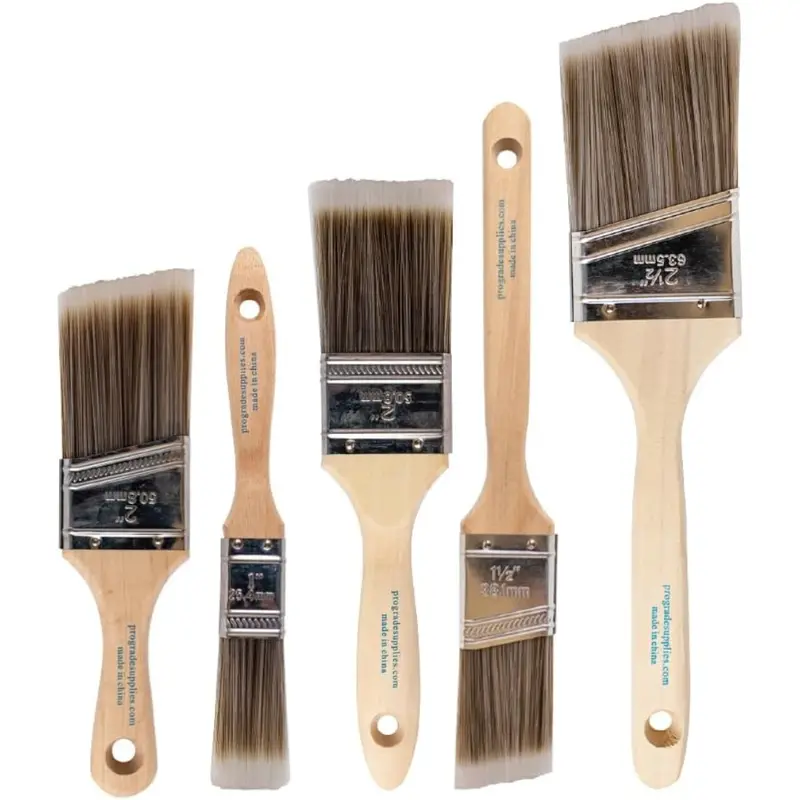 5-Pack Pro-Grade Flat & Angle Paint Brush Set 1