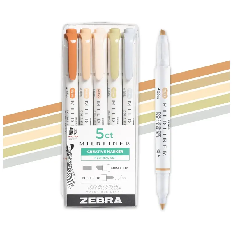 5-Pack Zebra Pen Mildliner Double Ended Highlighter Set 1