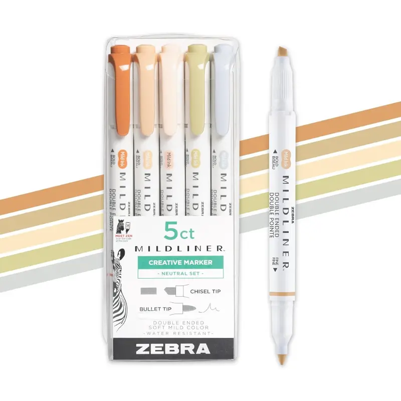 5-Pack Zebra Pen Mildliner Double Ended Highlighter Set 1
