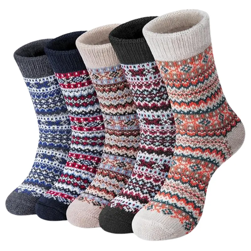 5-Pair Loritta Women's Wool Crew Socks 1