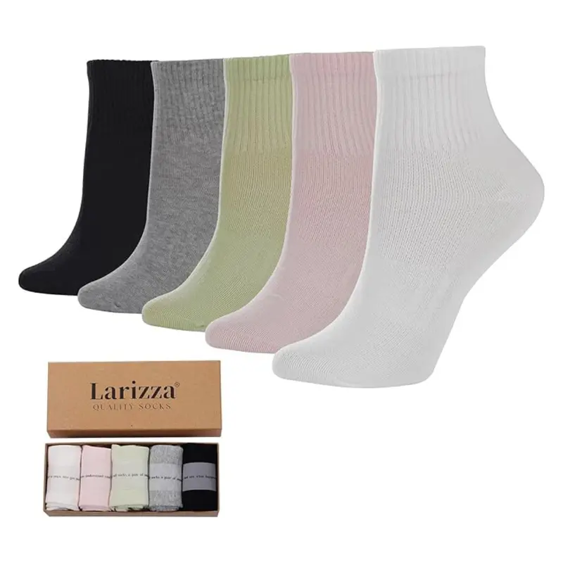 5-Pair Women's Quarter Crew Athletic Cotton Ankle Socks 1