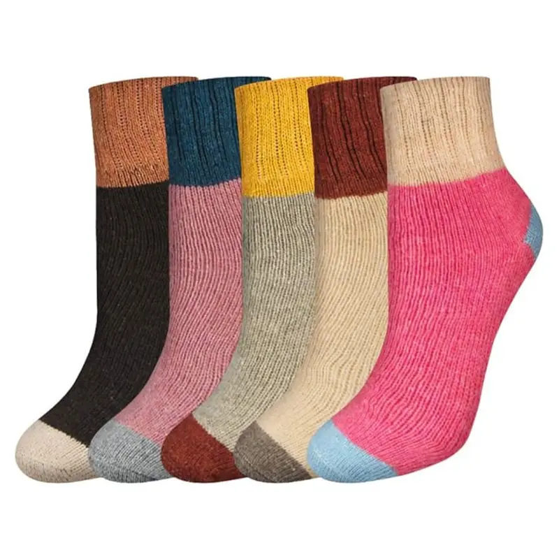 5-Pairs Women's Warm Thick Soft Wool Cozy Crew Socks (Multicolor) 1