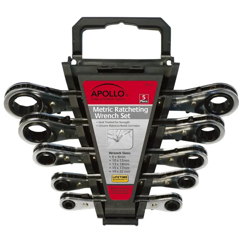 5-Piece Apollo Tools Metric Steel Ratcheting Wrench Set (Dt1213) 1