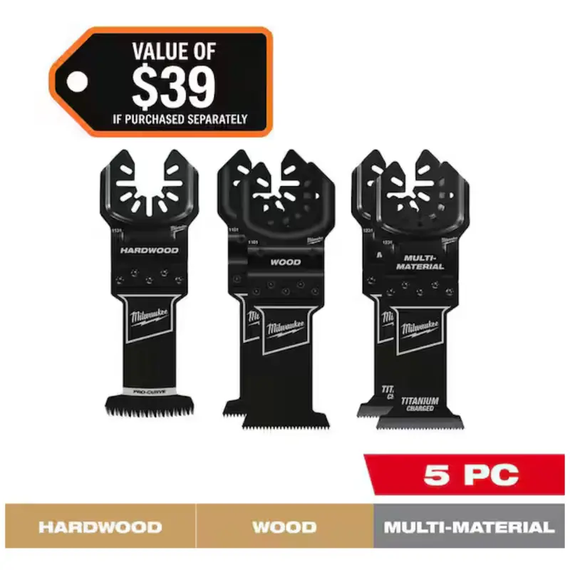 5-Piece Milwaukee Open-Lok Variety Oscillating Blade Set 1