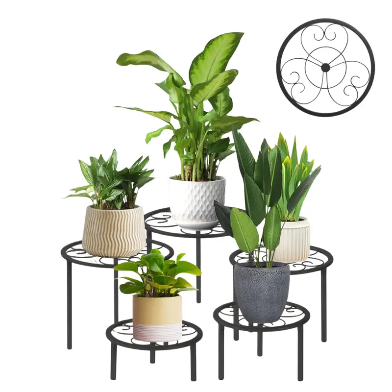 5-Piece Set Of Metal Plant Potted Flower Racks 1