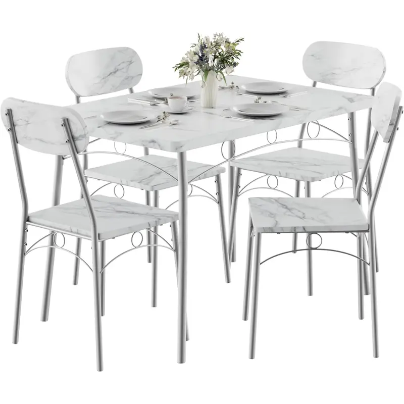 5-Piece Vecelo Dining Table Set With Table And 4 Chairs 1