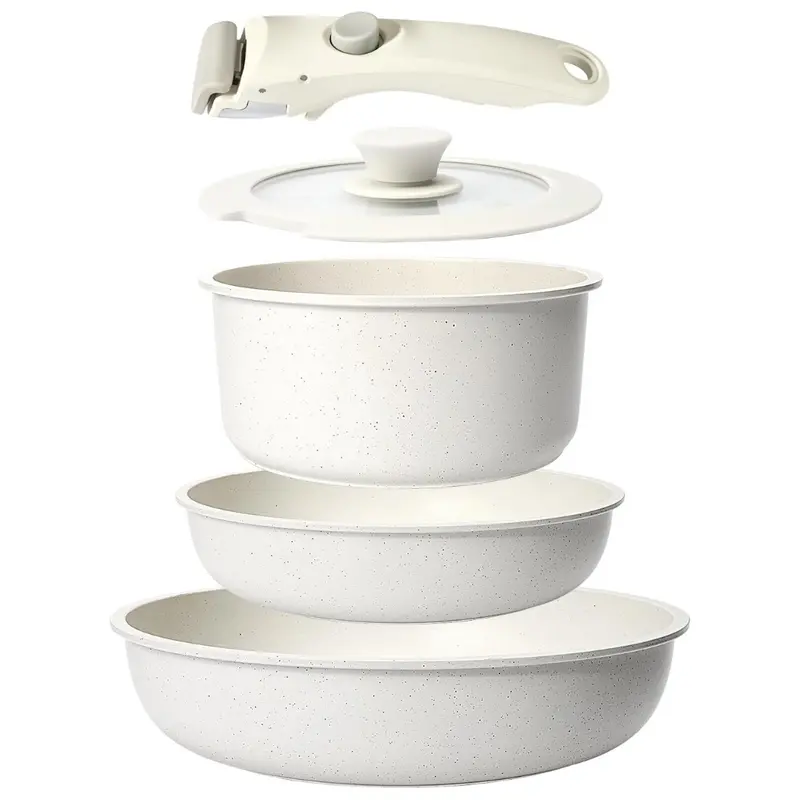 5-Pieces Nonstick Pots And Pans Set With Detachable Handle 1