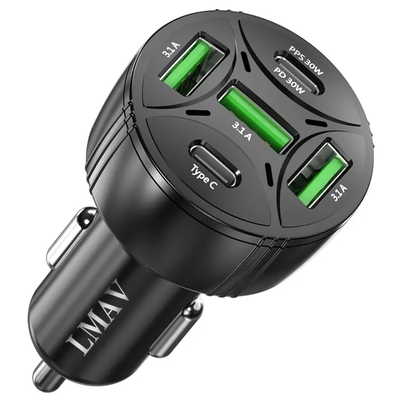 5 Ports 75W Pd 3.0 Usb C Car Charger Adapter 1