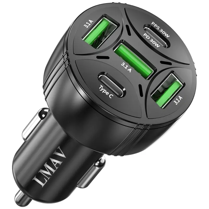 5 Ports 75W Pd 3.0 Usb C Car Charger Adapter 1