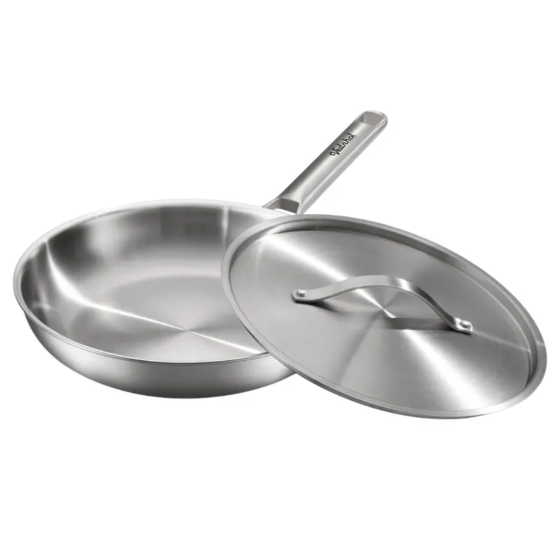 5-Qt. 12" Fully Clad Tri-Ply Stainless Steel Frying Pan W/ Lid 1