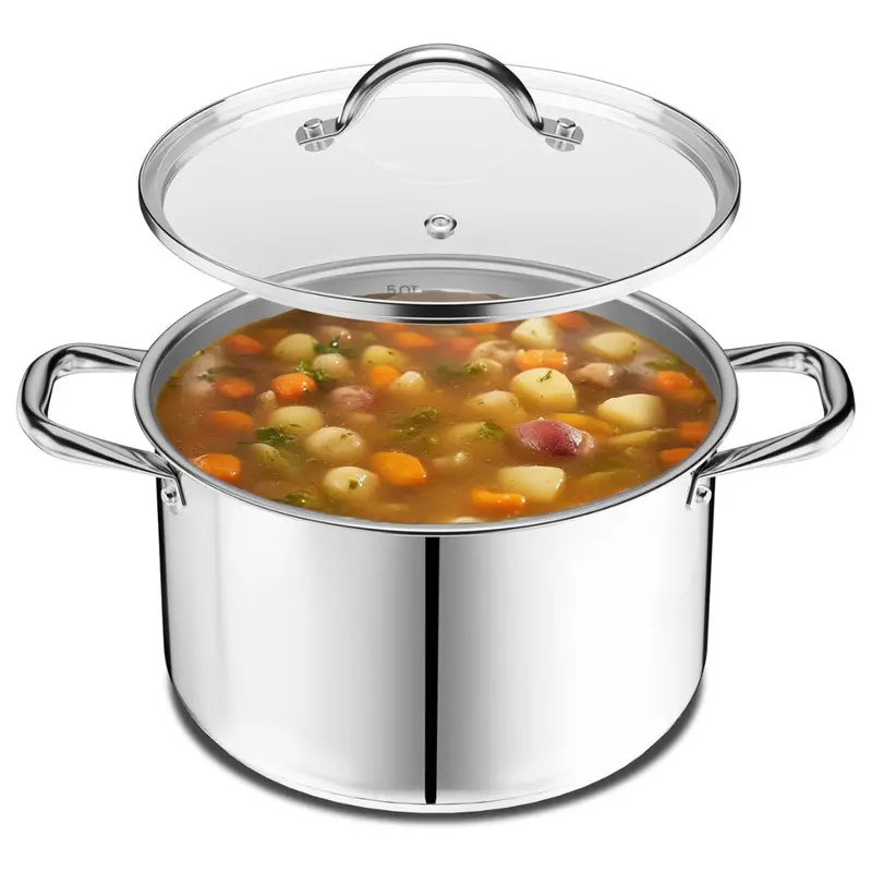 5 Qt Stainless Steel Stockpot With Tempered Glass Lid 1
