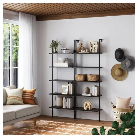 5-Shelf Wood Modern Bookcase (Set Of 2) 1