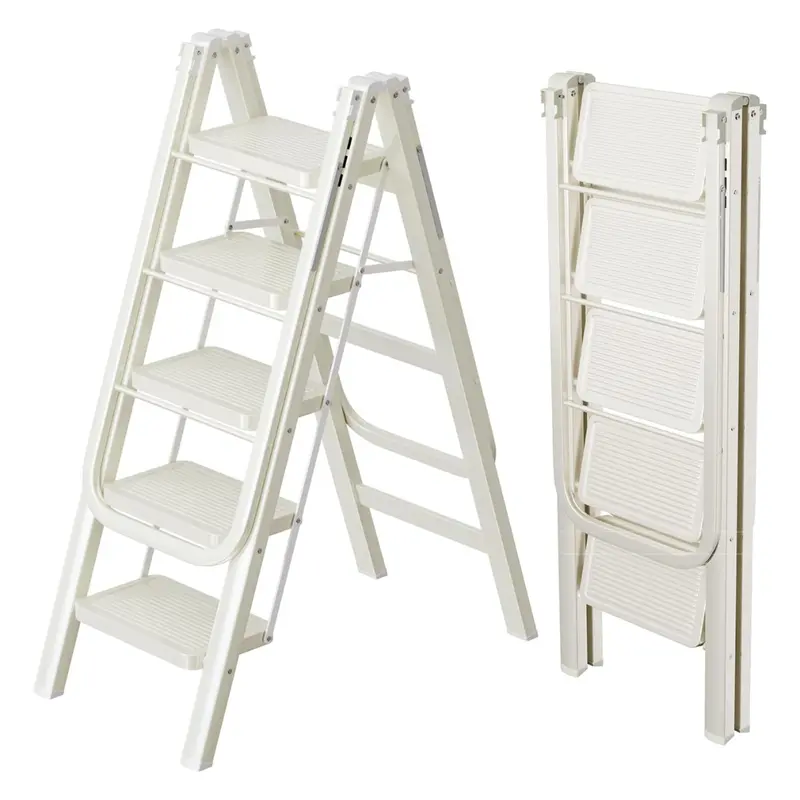 5-Step Folding Ladder With Floor Standing Shoe Rack 1