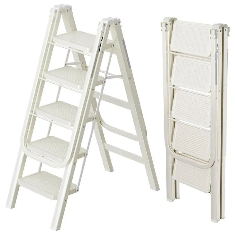5-Step Folding Ladder With Floor Standing Shoe Rack 1
