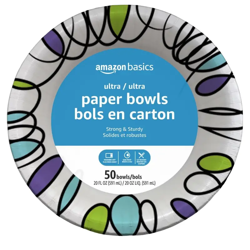 50-Count 20Oz Amazon Basics Ultra Disposable Paper Bowls 1