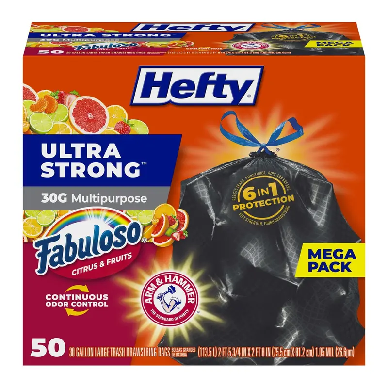 50-Count 30-Gallon Hefty Ultra Strong Trash Bags 1