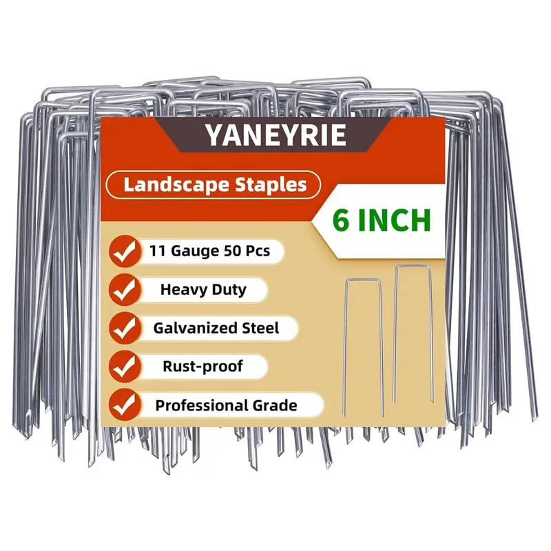 50-Count 6" Yaneyrie Galvanized U-Shaped Garden Stakes 1