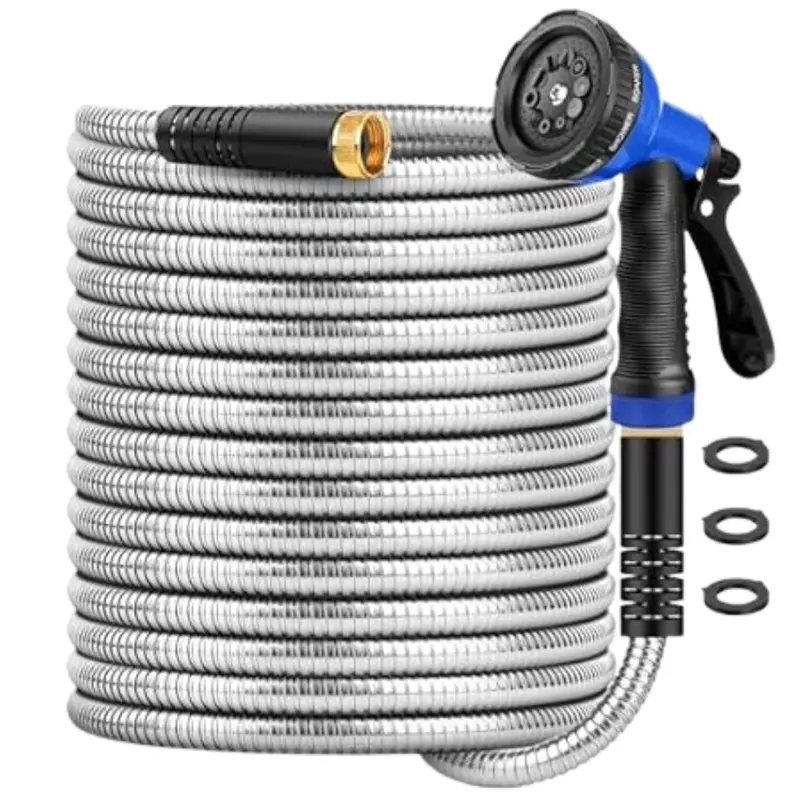 50 Ft Gagalugec Flexible & Leak-Proof Stainless Steel Garden Hose 1