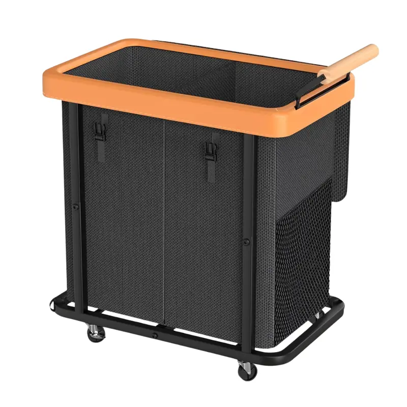 50-Gal 2-Section Extra Large Rolling Laundry Hamper W/ Lid & Handle 1