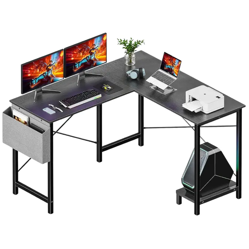 50" L Shaped Desk Computer Gaming Corner Table With Side Storage Bag 1