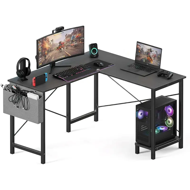50" L Shaped Reversible Shelf Gaming Desk 1