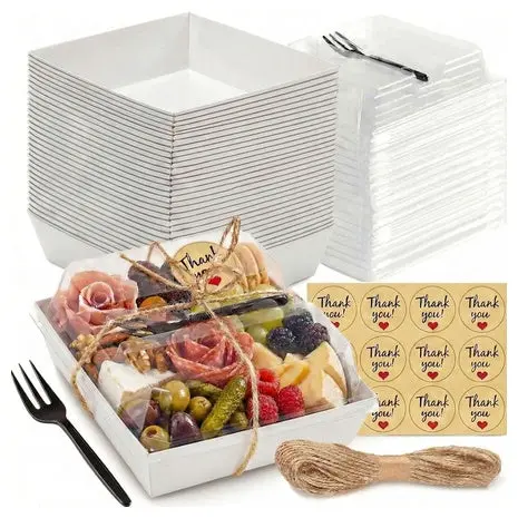 50 Mini Charcuterie Boxes With Clear Lids (2 Colors) 1