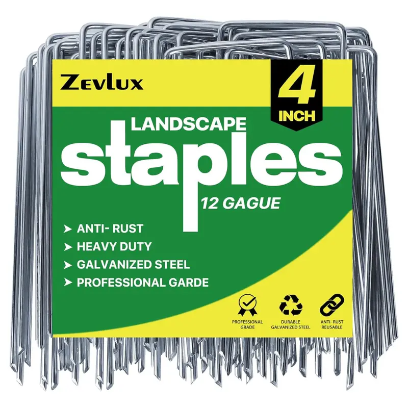 50-Pack 4" Galvanized Landscape 12-Gauge Garden Pin Staples 1