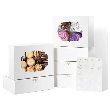 50-Pack 8” Bakery Boxes With Window (2 Colors) 1