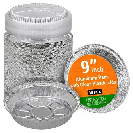 50-Pack 9” Aluminum Pans With Lids 1