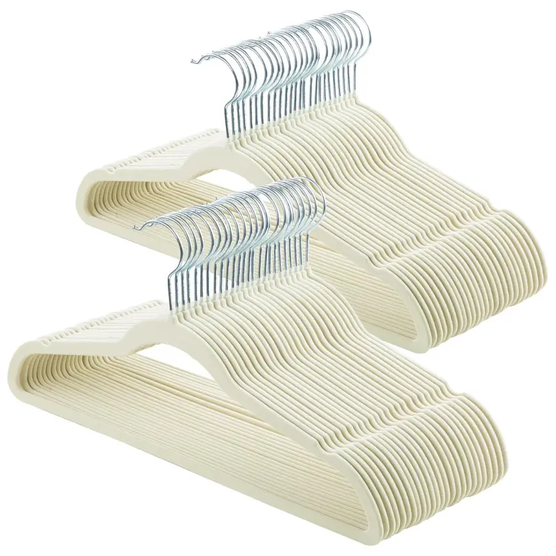 50-Pack Elong Home Non-Slip Velvet & Slim Felt Hangers (3 Colors) 1