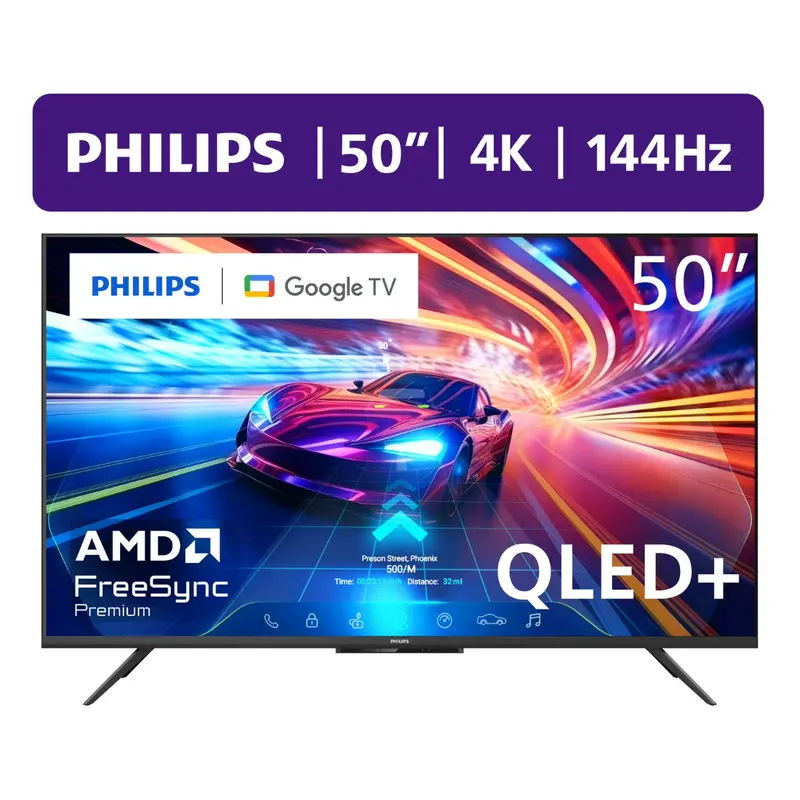 50" Philips Class 50Pug7675/F7 4K Ultra Hdr Smart Qled Google Tv 1