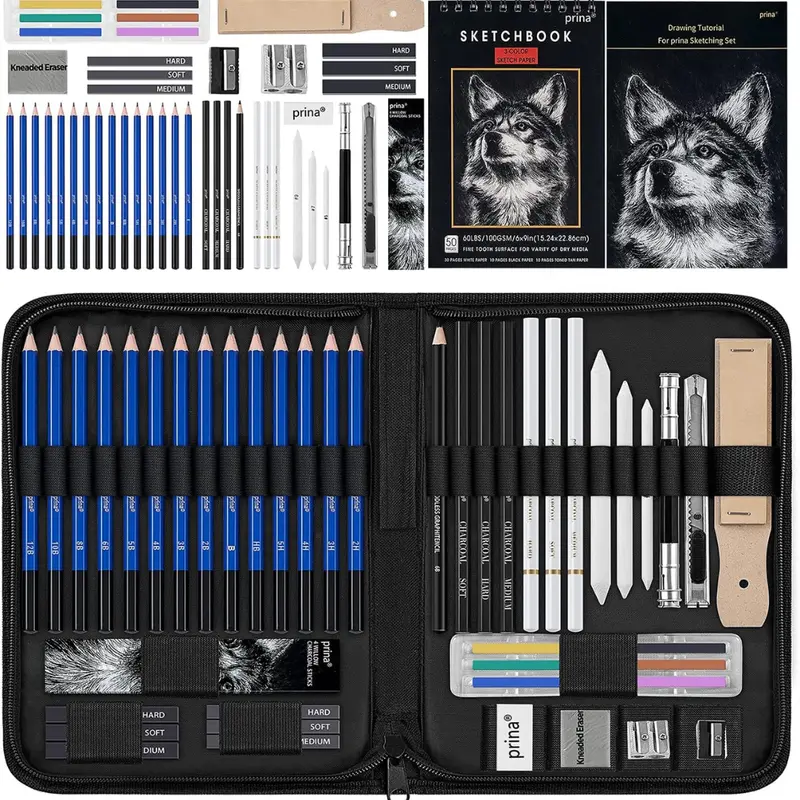 50-Piece Prina Sketch & Drawing Set W/ Sketchbook 1