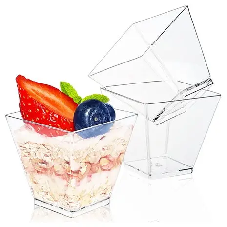 50 Square Mini Plastic Dessert Cups 1